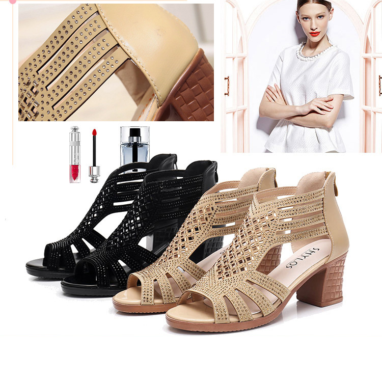 Rhinestone fish mouth versatile high heels