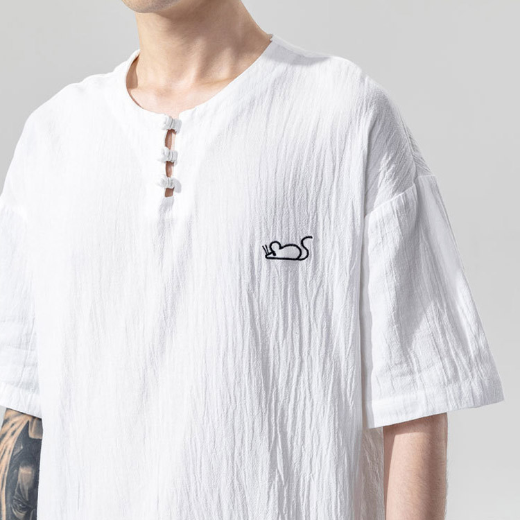 【メンズリネンＴシャツ】綿麻　軽量　涼やか　立体裁断　通気透湿　M-5XL