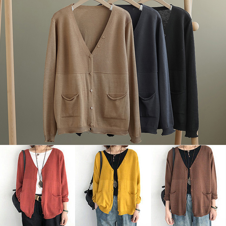 เสื้อไหมพรมคอวีทรงหลวม