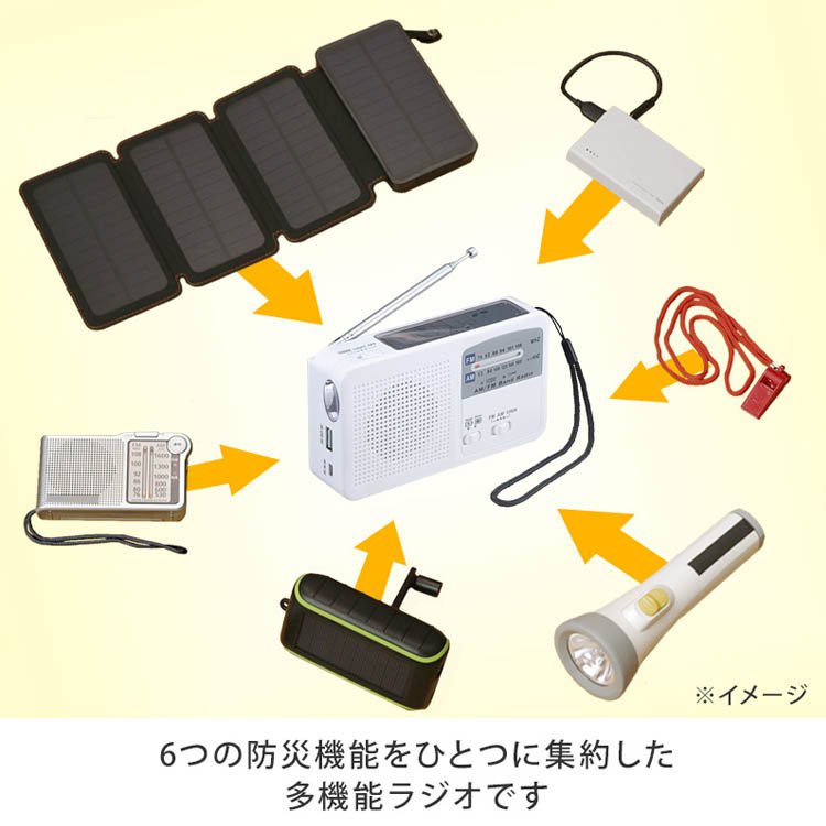ソーラー非常用スマホ充電ラジオ