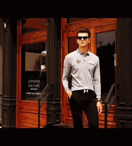 【50週年慶 限量秒殺】男士100%純棉刺绣长袖POLO衫舒適透氣