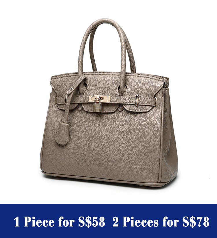 Litchi Grain Platinum Handbag