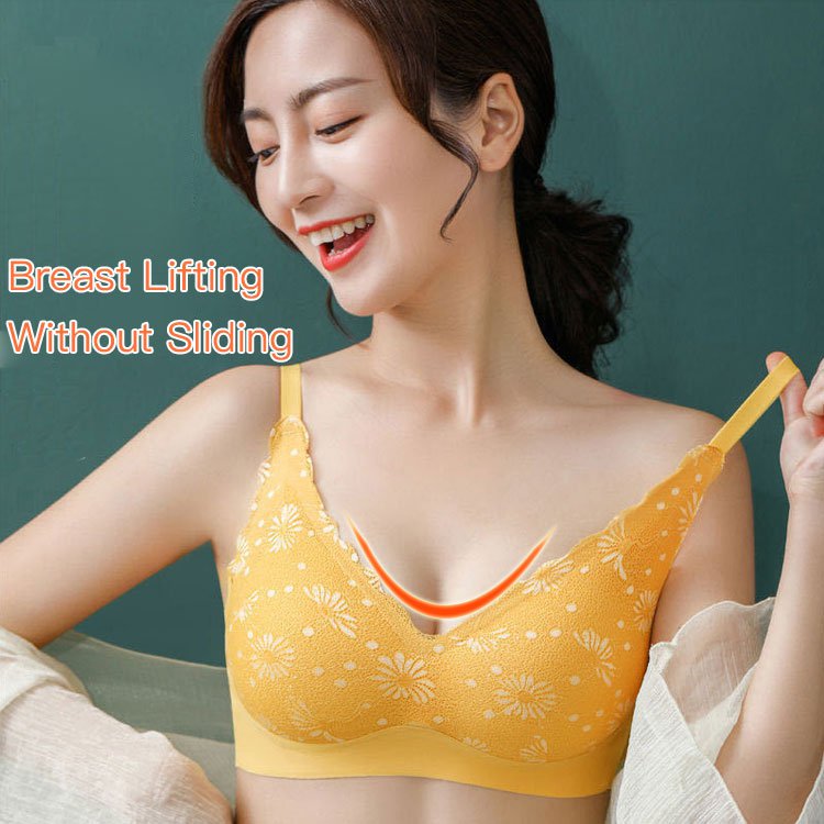 Daisy Pattern Latex Seamless Bra