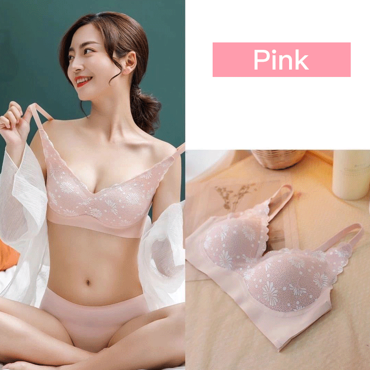 Daisy Pattern Latex Seamless Bra