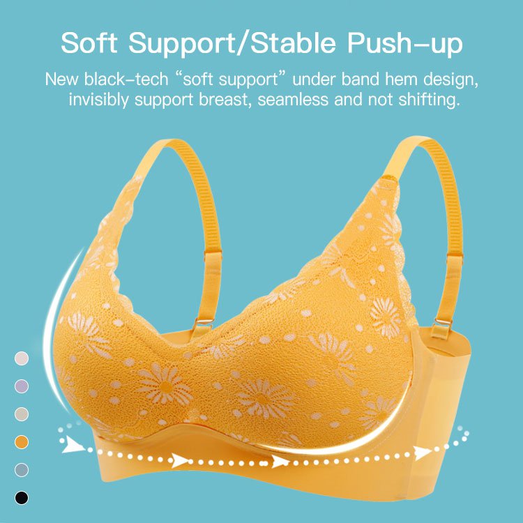 Daisy Pattern Latex Seamless Bra