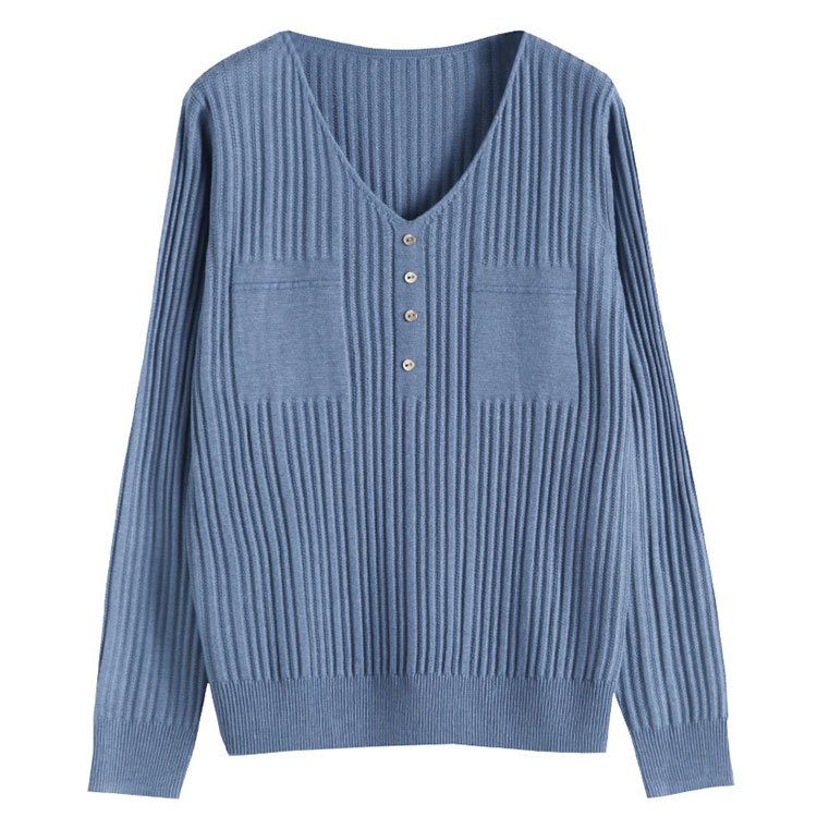 เสื้อไพมพรมคอวี แขนยาว