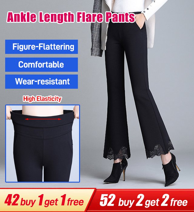 Lace Hem Ankle Length Flare Pants For Women
