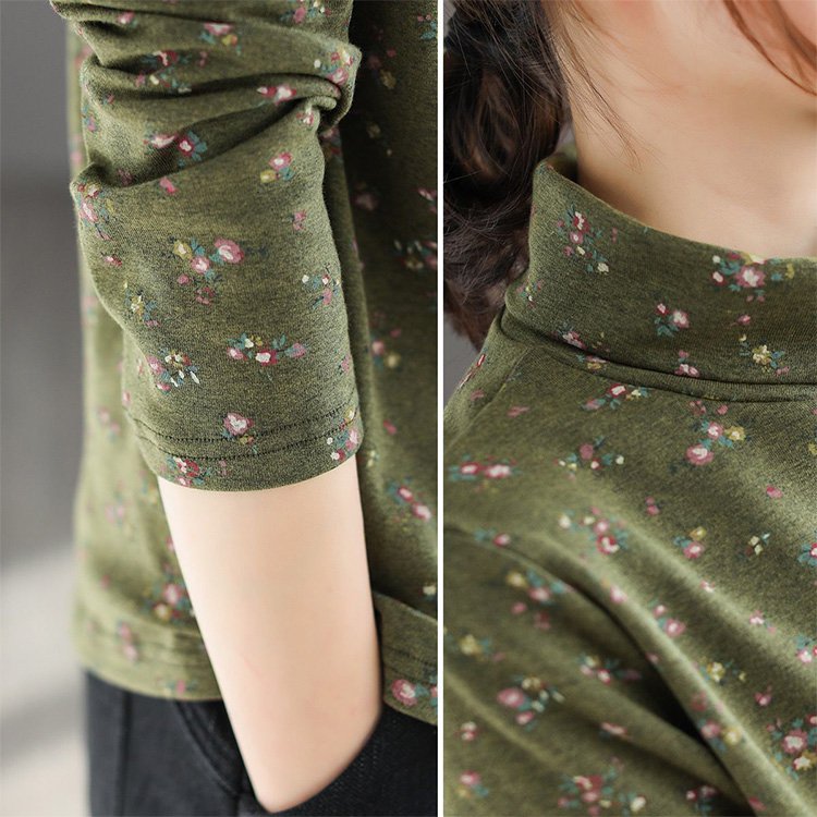 เสื้อยืดคอเต่าพิมพ์ลายคอตตอน