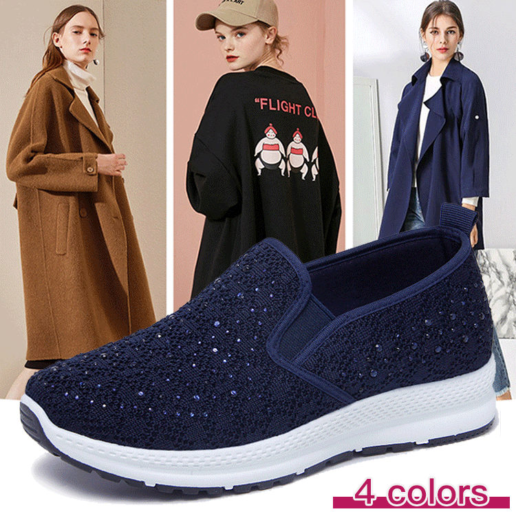 飛織輕量網紗燙鑽鞋