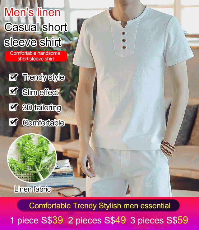 Men‘s Japanese Style Linen Short Sleeve Shirt