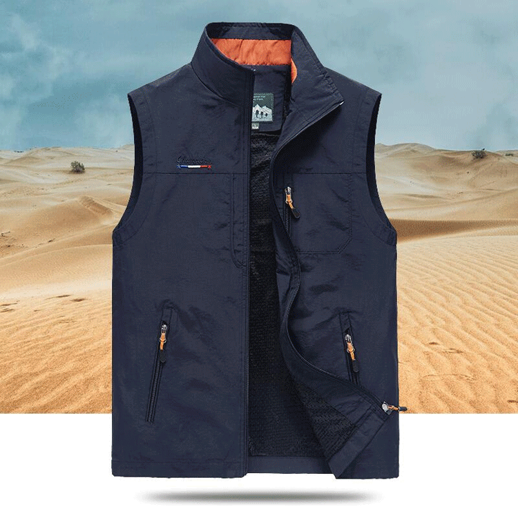 吉普戰車中青年釣魚夏天馬甲男多口袋薄款透氣攝影坎肩男背心外套