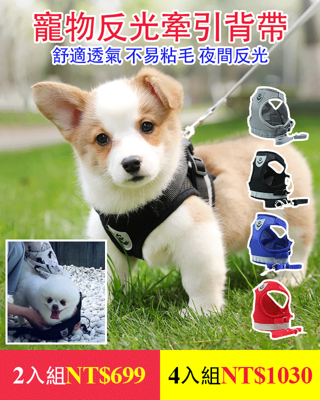 寵物反光牽引背帶