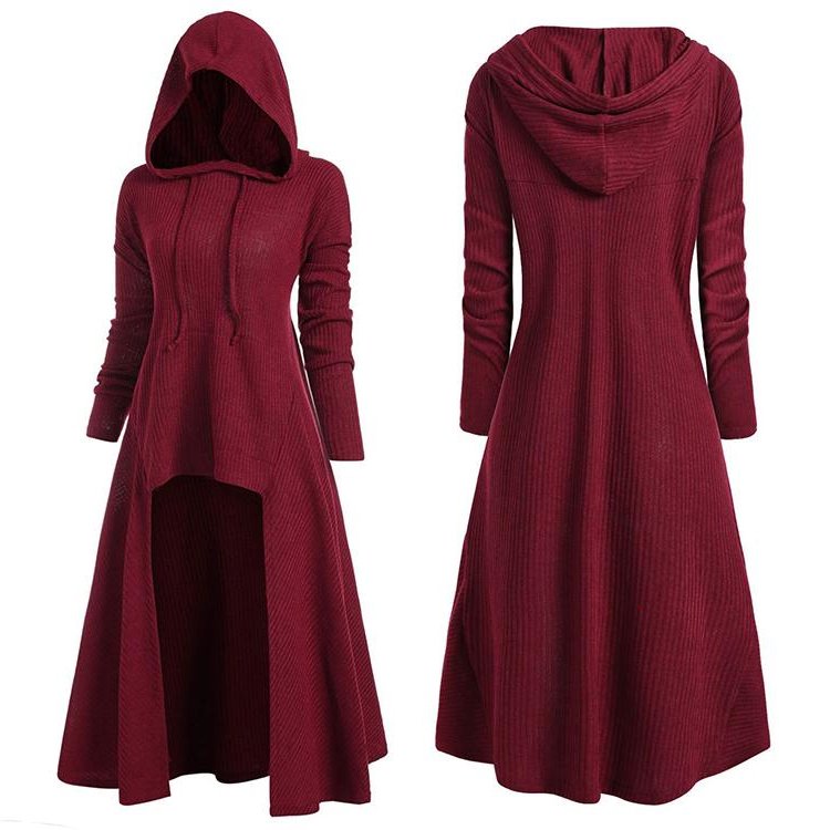 フード付きニットワンピース