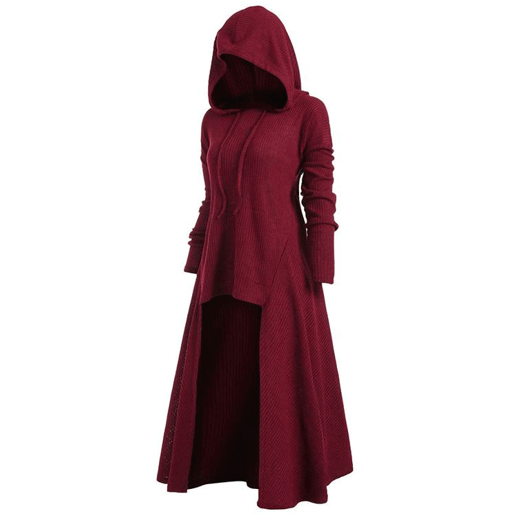 フード付きニットワンピース