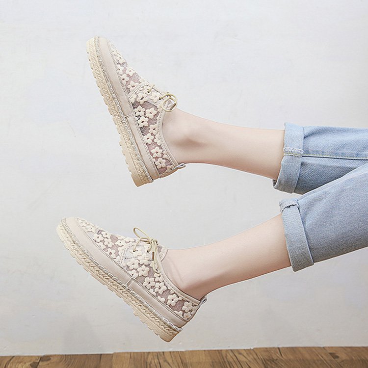 여성 망사 자수 컴포트 단화