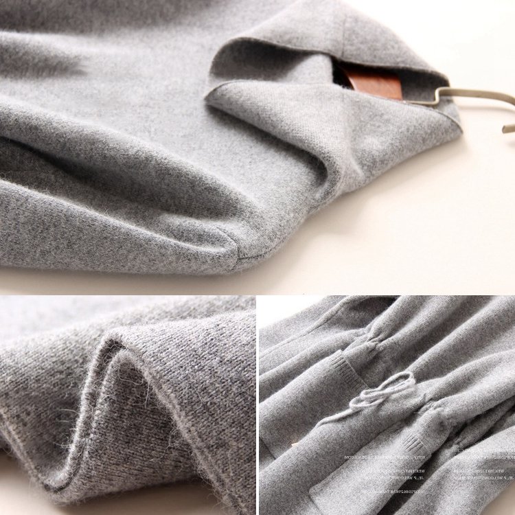 【カシミヤワンピース】ハイネック・ウエストマーク、着痩せ効果抜群、厳選された内モンゴル産高級カシミヤ、暖かい、体型を選ばない！