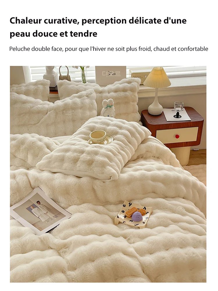 Couverture en laine de lapin velours double face 