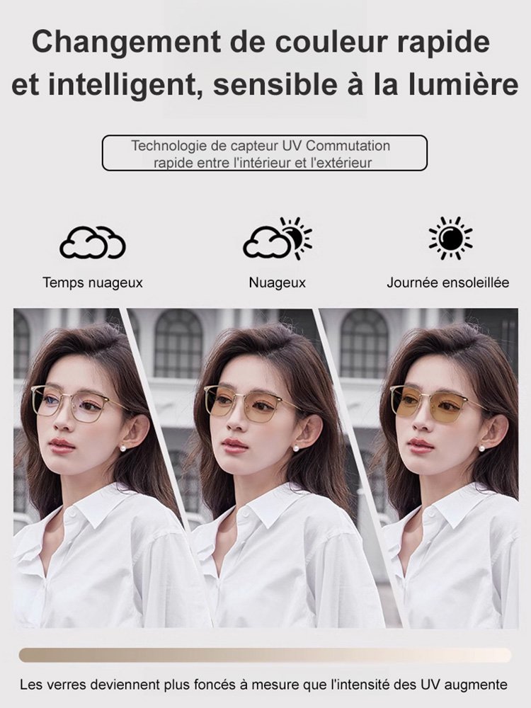 Lunettes de protection UV anti-lumière bleue à couleur changeante et sensibles à la mode