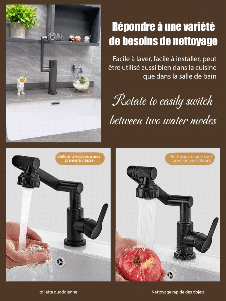 Essai gratuit de 14 jours - Robinet à bras mécanique rotatif à 360° avec une durée de vie de 20 ans