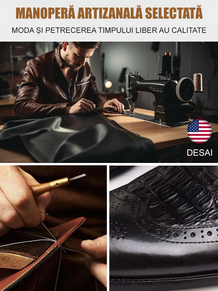 Pantofi de epocă din piele cu model crocodil