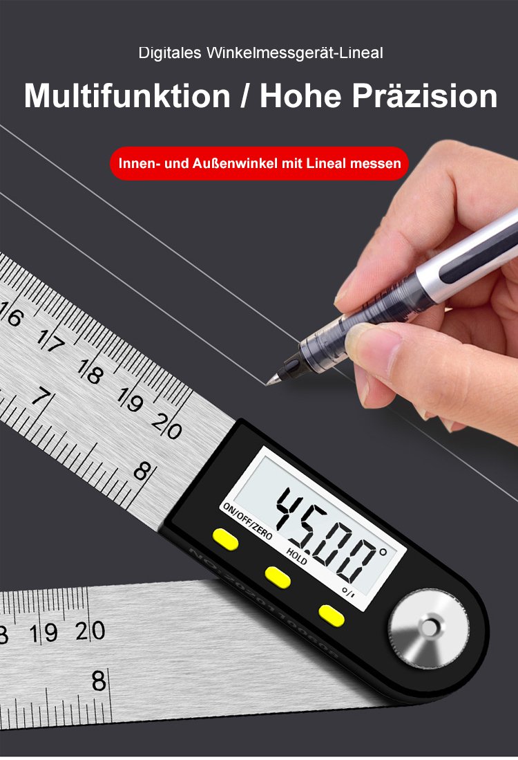 Digitales Winkelmessgerät mit hoher Genauigkeit und integriertem Lineal