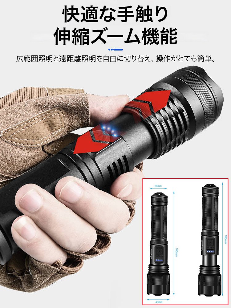 多機能ズーム式LED懐中電灯