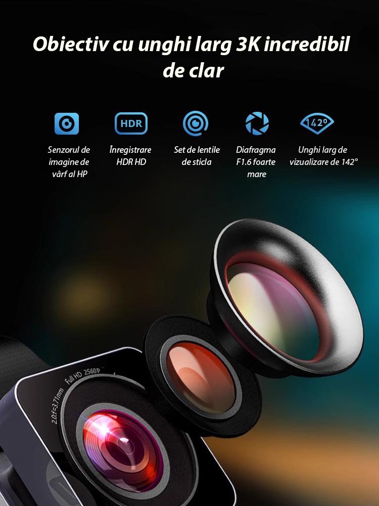 Noua cameră de bord ultra HD cu înregistrare dublă față și spate