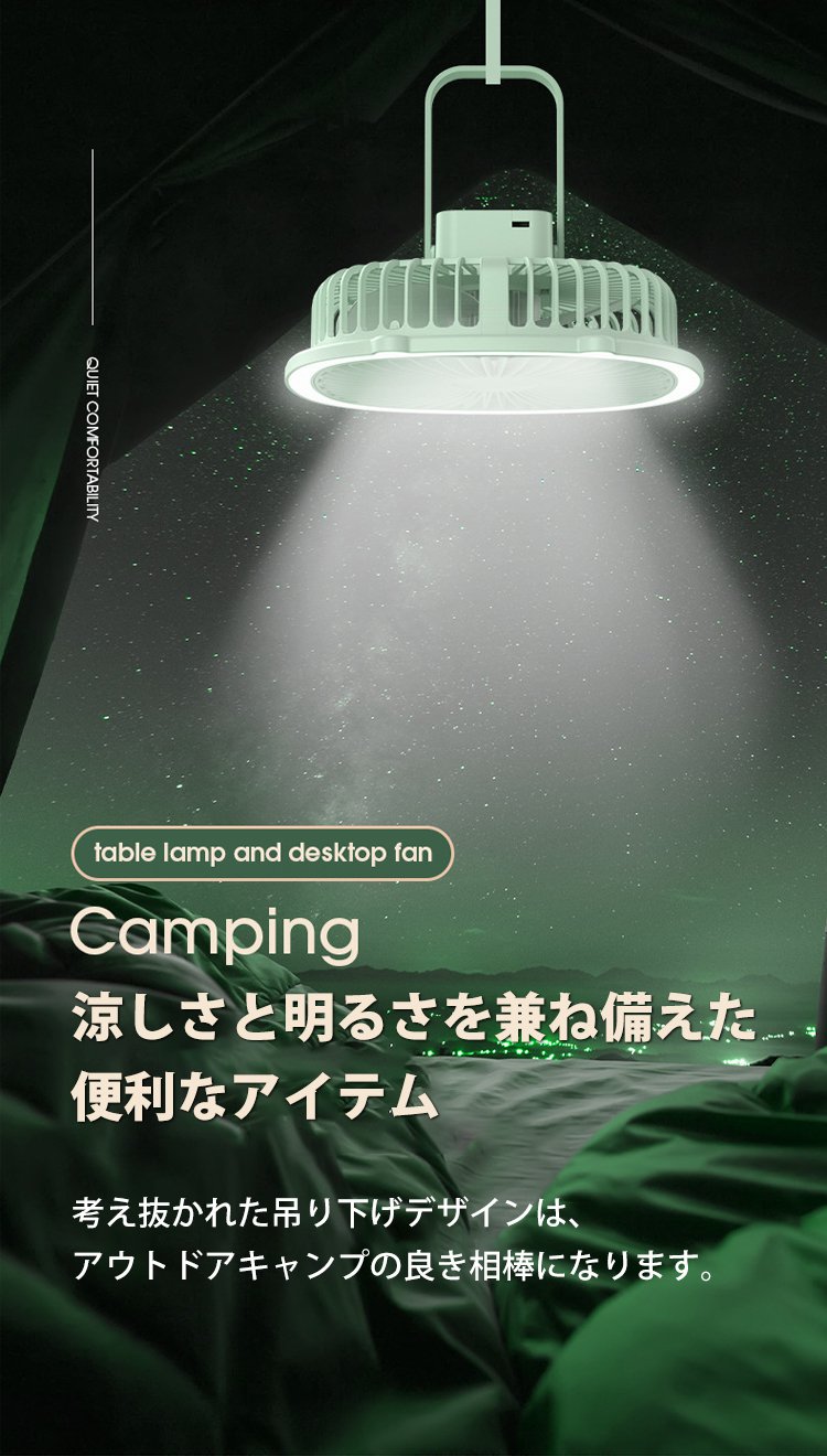 卓上・壁掛け両用のライト付きファン