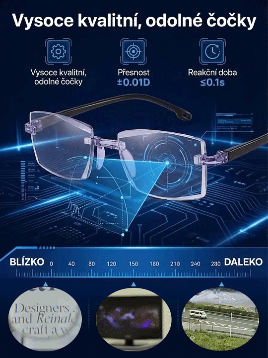 Vysoce kvalitní inteligentní brýle na čtení pro jasné vidění