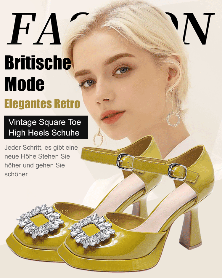 Kleine quadratische Zehe Mode Strass Schnalle Französisch High Heels Schuhe