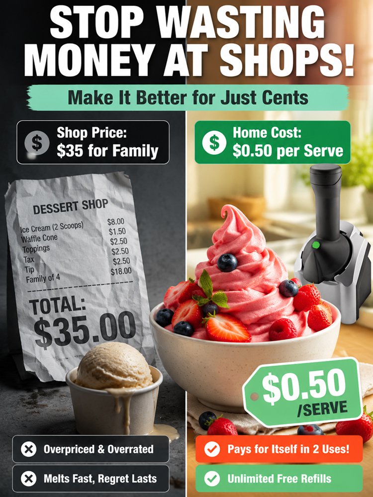 100% Pure Fruit Ice Cream Maker - 60s Auto Dessert Machine, Healthy & Zero Fat for Family