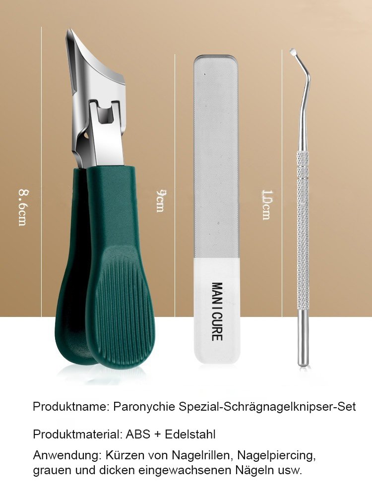 Paronychie Spezial-Nagelknipser-Set mit schräger Spitze