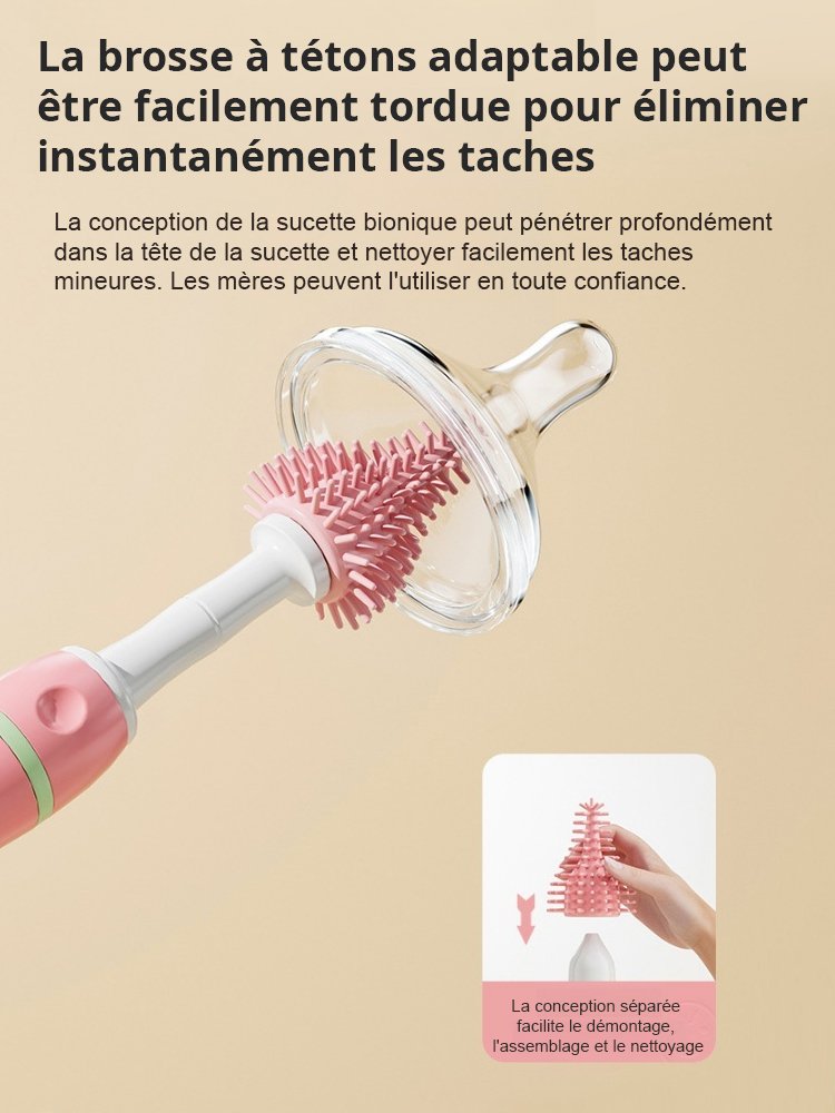 Ensemble de brosse de biberon rotatif spécial pour bébé