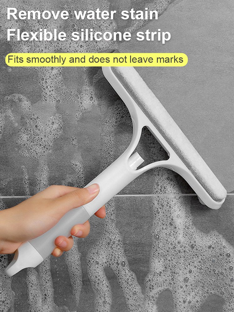 Double-sided window squeegee with built-in spray bottle