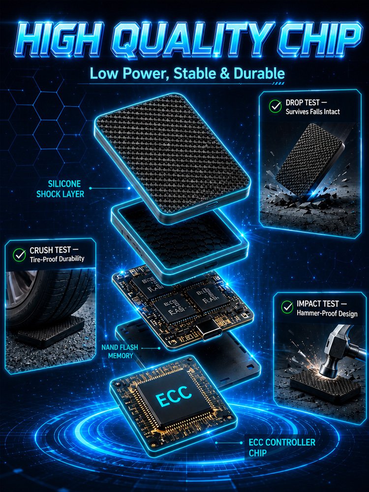 【German Tech at Factory Cost ＆10-Year Replacement Warranty】128TB Ultra-Fast Waterproof SSD