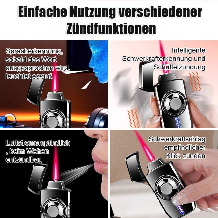 【Mehrfarbige coole Beleuchtung】Metallisches intelligentes sprachgesteuertes Feuerzeug