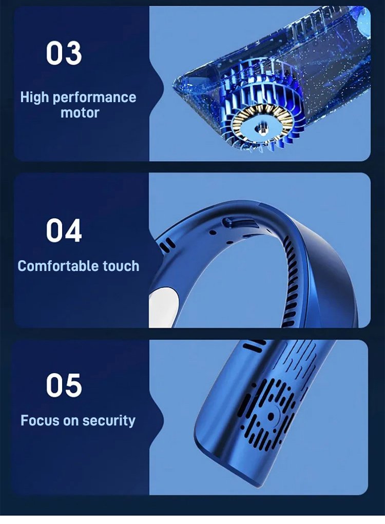 Soft silicone arm neck fan for comfortable wear