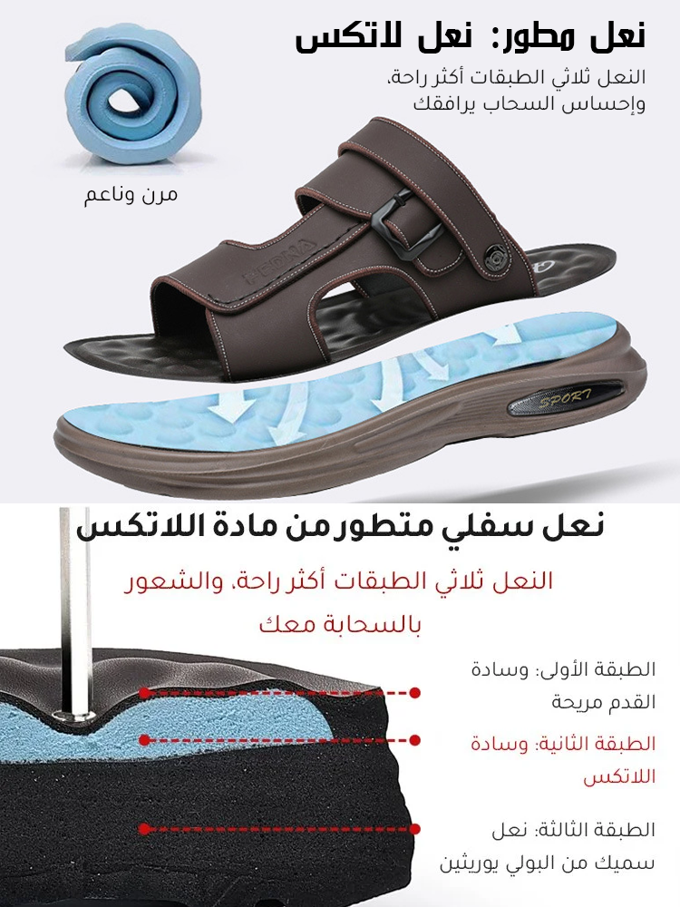 صندل رجالي كاجوال من الجلد الناعم غير القابل للانزلاق
