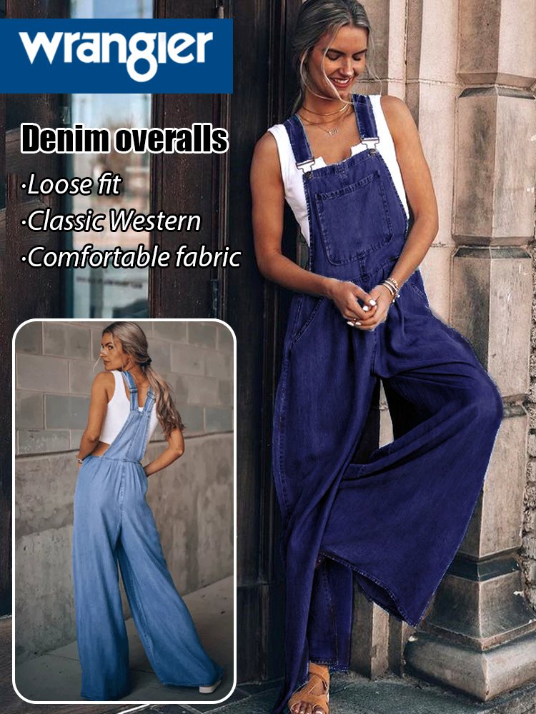 [Four colors available] Sleeveless Women's Denim Bib Pants