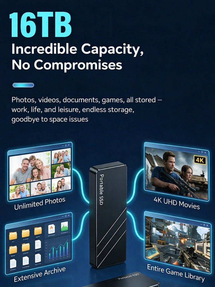 [High-Speed ​​Encrypted Transfer] Mini Portable External Hard Drive