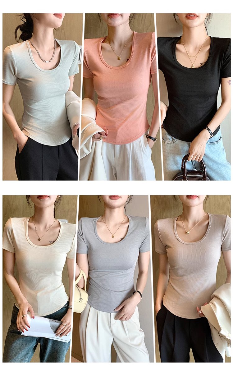 シンプルデザインのレディースTシャツ詳細画像