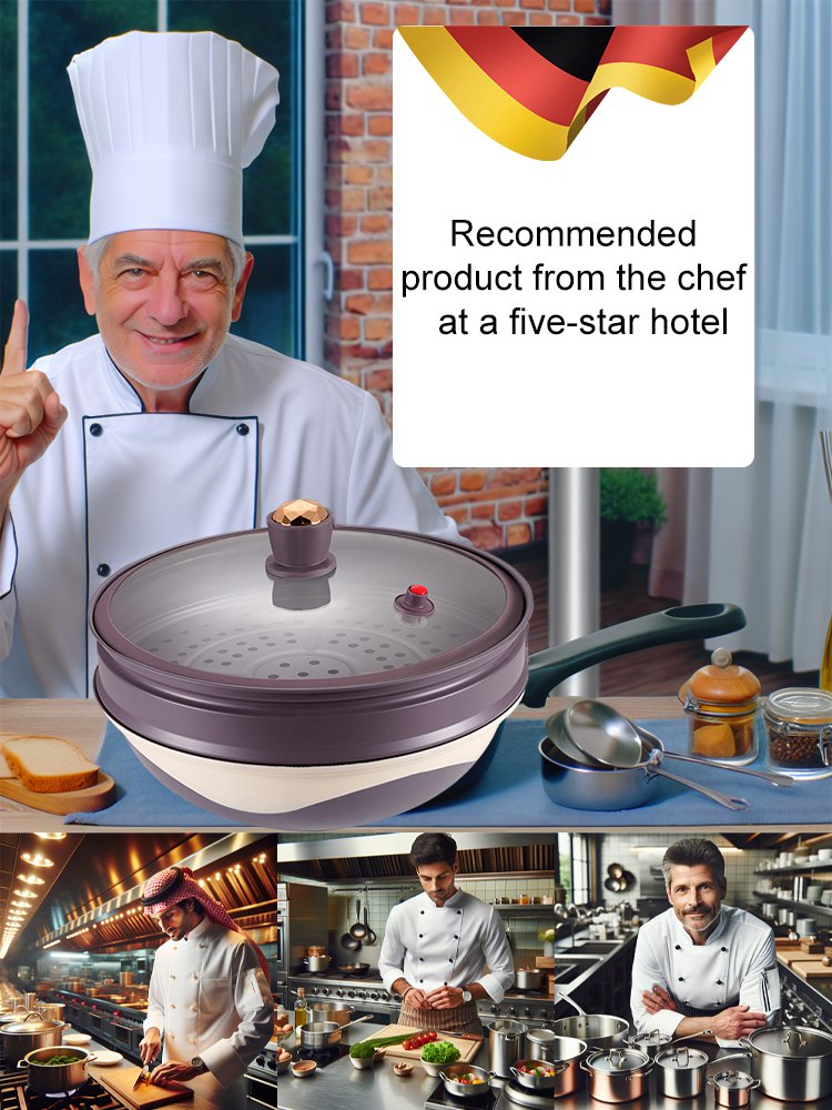 Fourth generation gold titanium two-color non-stick frying pan 