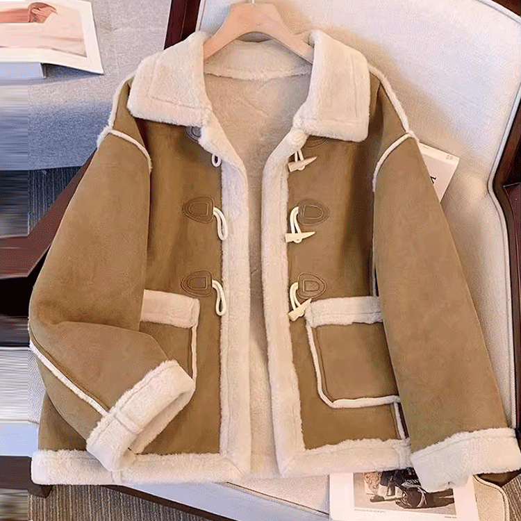 【틱톡 강추 인기 상품】스웨이드 램스울 숏코트