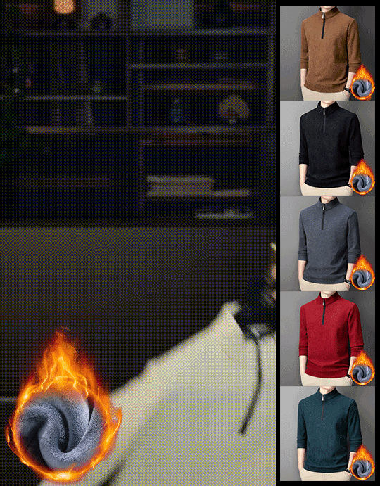 ハーフジップハイネック裏起毛スウェット