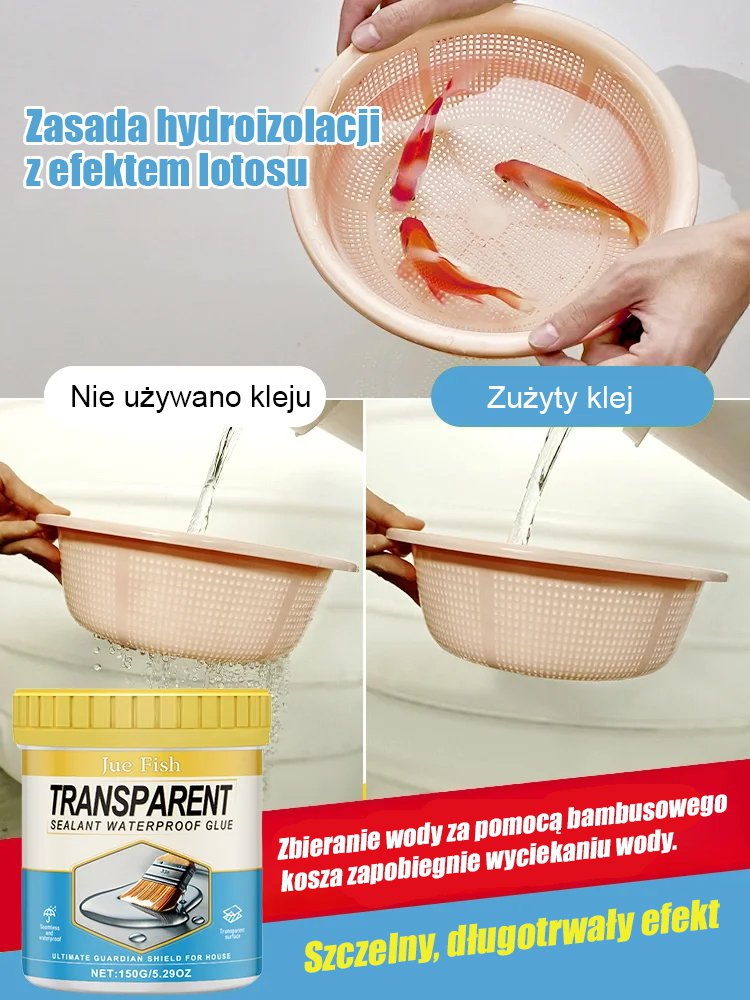 Przezroczysty, niewidoczny, odporny na przeciekanie wodoodporny klej