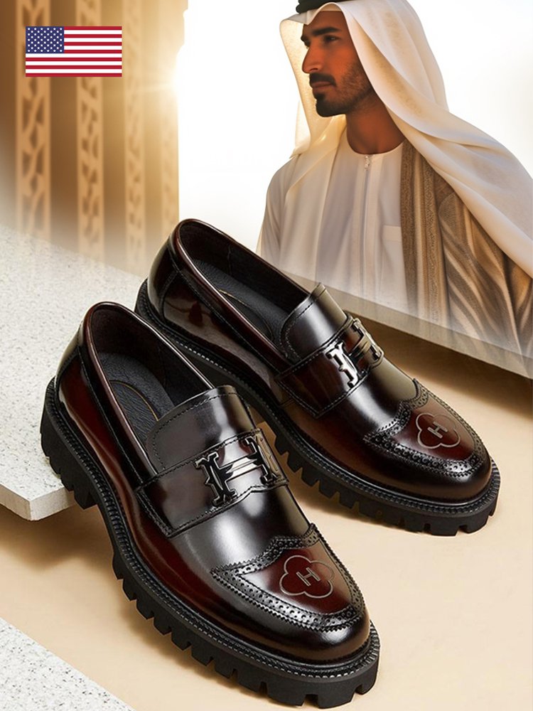 حذاء جلد أمريكي معتق مريح بلون غير لامع للرجال