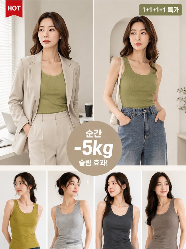 여름용 슬림핏 하이신축 방지 노출 베스트