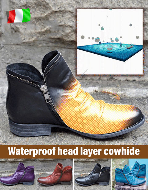 Chunky-heeled ankle boots with double-sided zipper