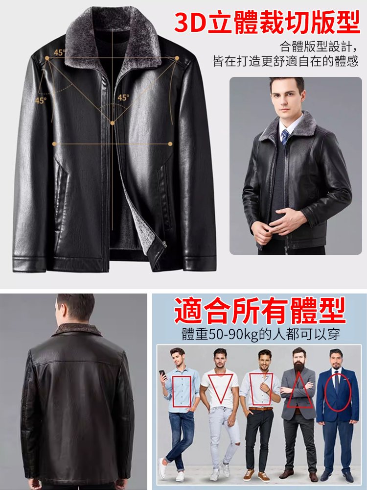 加厚男士皮毛一體皮衣