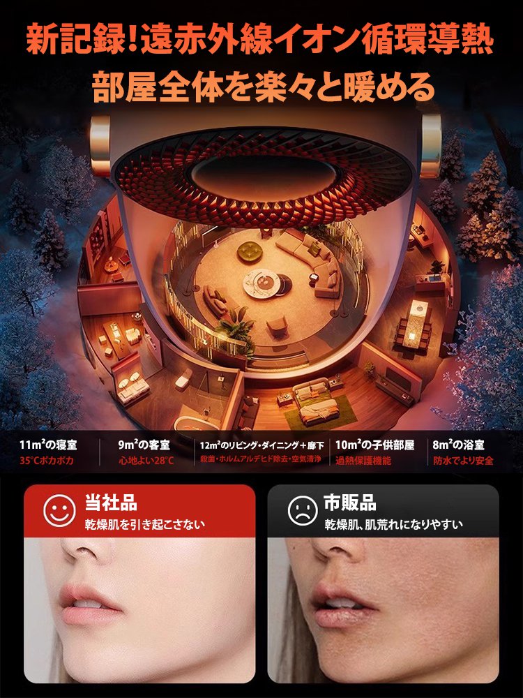 公式認定、正規品保証【3秒で30畳を暖かく】3秒即暖セラミックヒーター